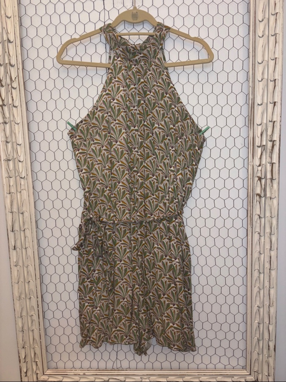 by Anthropologie Maddie High Neck Printed Romper